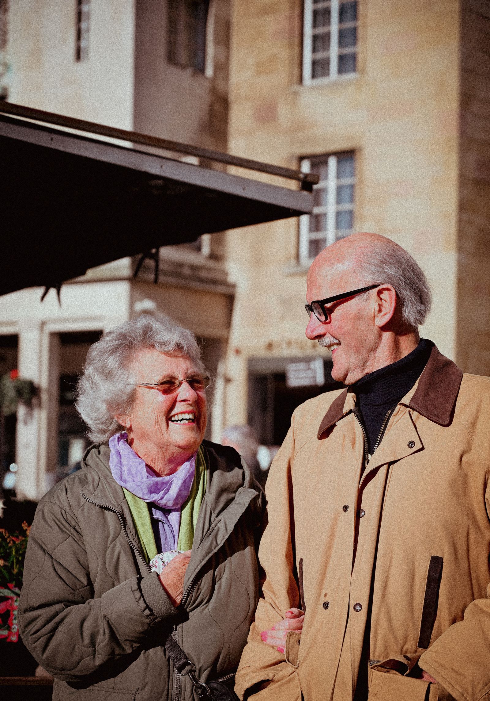 An older couple enjoying a sunny day out together